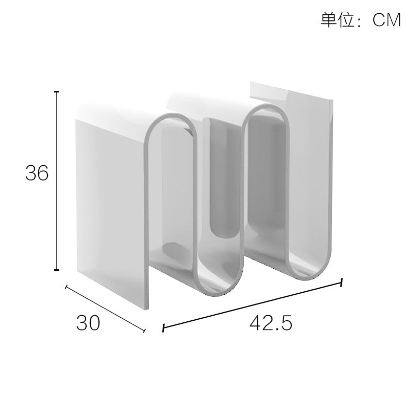 Cream Style Transparent Corner Table with Minimalist Magazine Rack