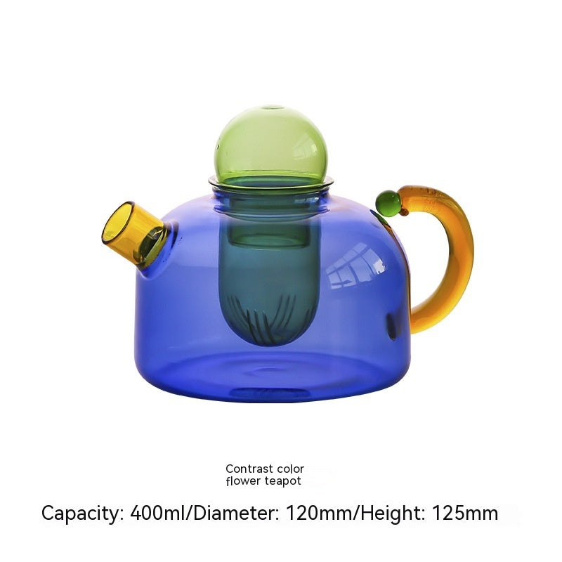 Creative Contrast Color Glass Teapot