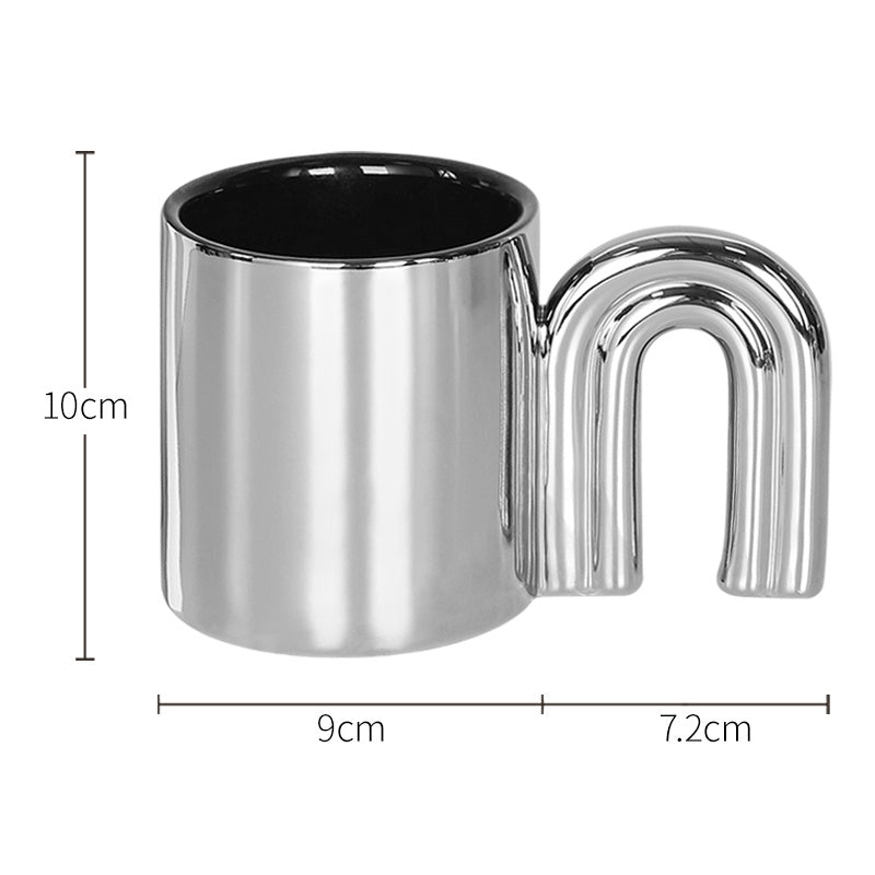 Ins Silver Electroplated Ceramic Mug