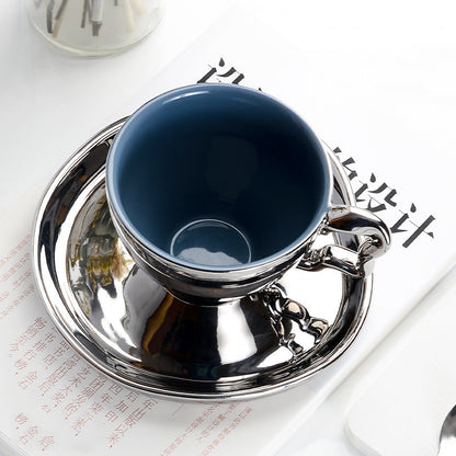 Ins Silver Electroplated Ceramic Mug