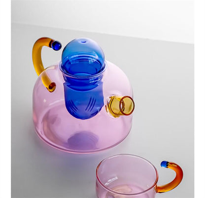 Creative Contrast Color Glass Teapot