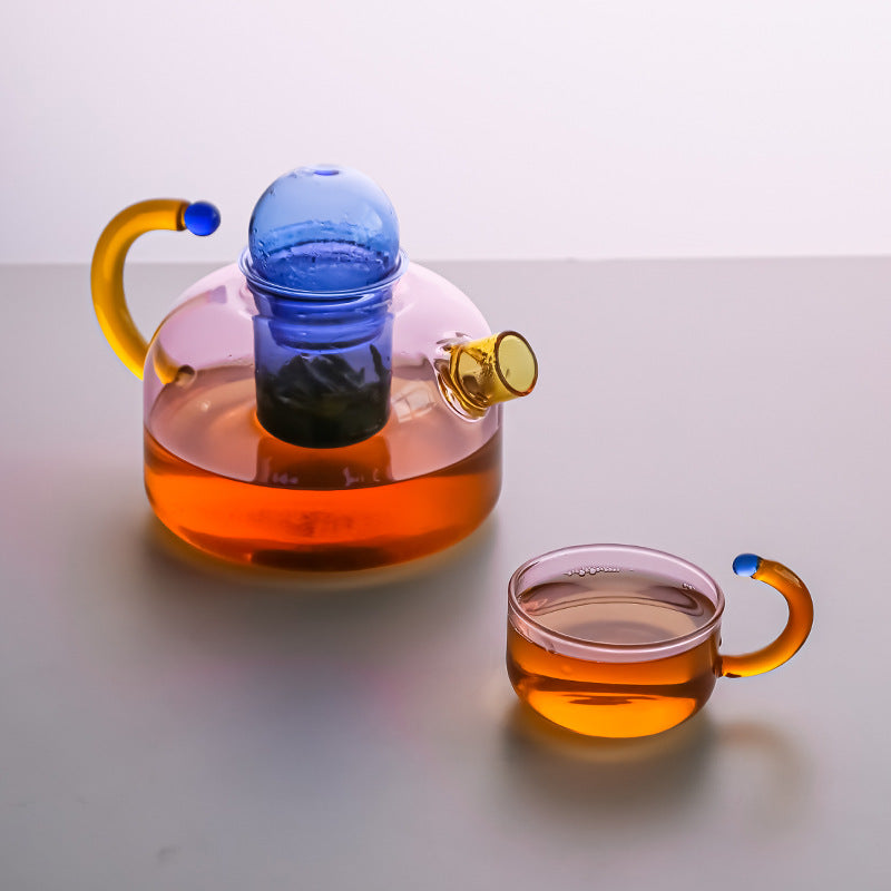 Creative Contrast Color Glass Teapot