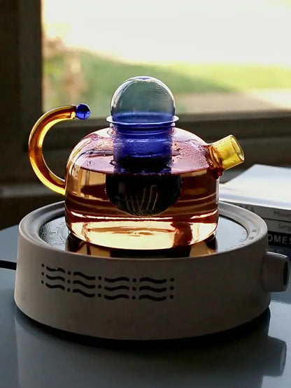 Creative Contrast Color Glass Teapot