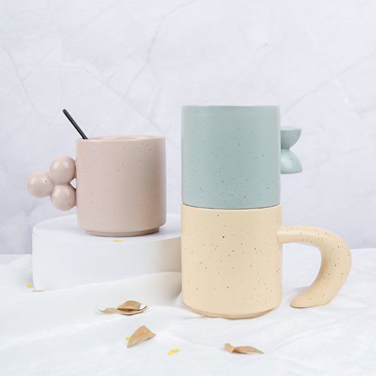 Creative Ceramic Handle Stacked Mug