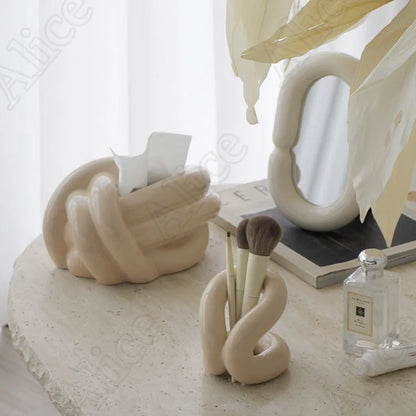 Creative Rope Knot Ceramic Toothbrush Holder