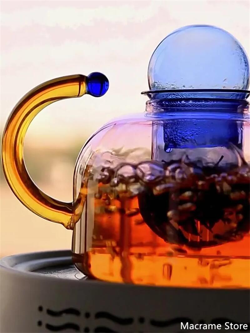 Creative Contrast Color Glass Teapot