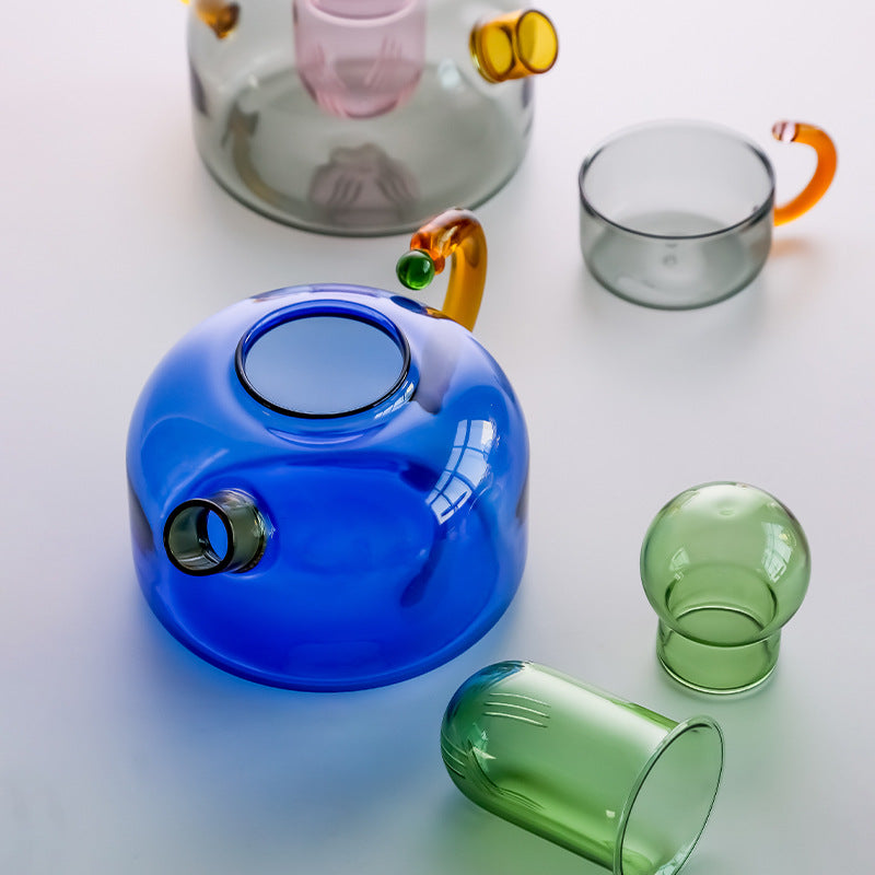 Creative Contrast Color Glass Teapot